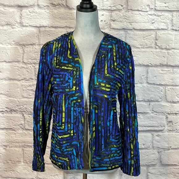 Chico’s mesh and patchwork geometric jacket - Picture 1 of 7